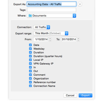 Export accounting data