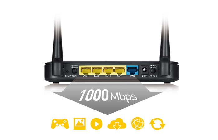 Gigabit Ethernet ports for fast wired networks