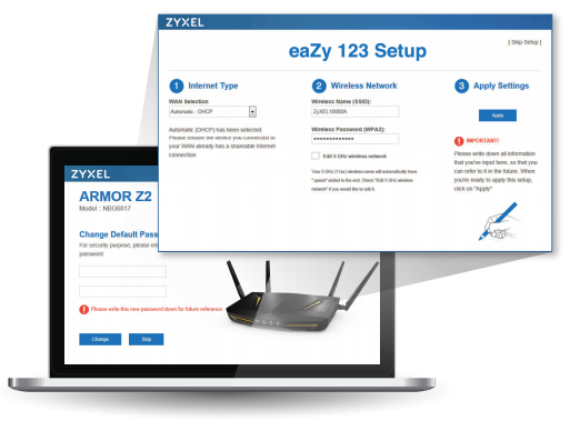 Setup network in 3 steps with eaZy123